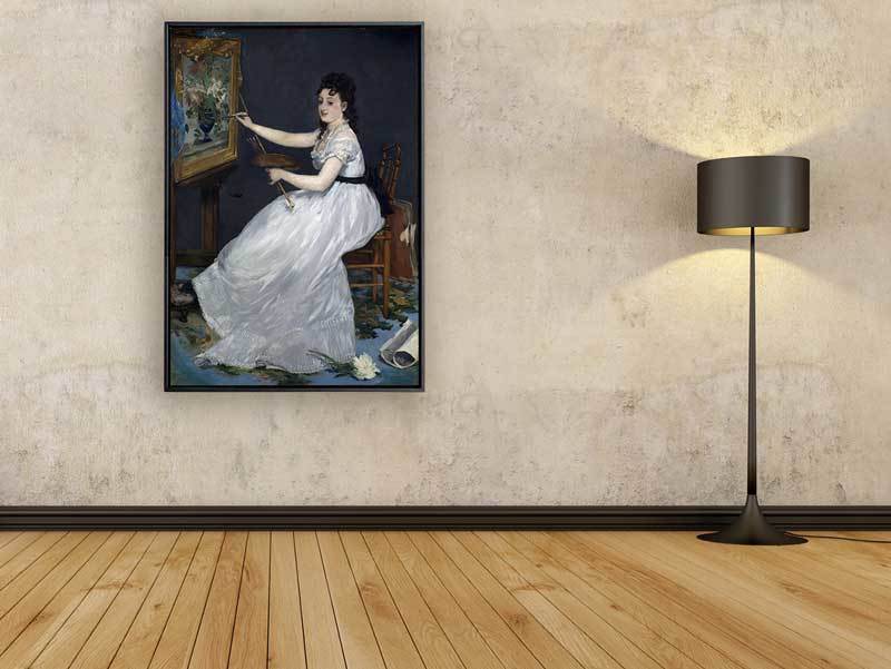 Edouard Manet - Porträt der Eva Gonzalés im Atelier Manets, 1870, Schattenfugenrahmen schwarz