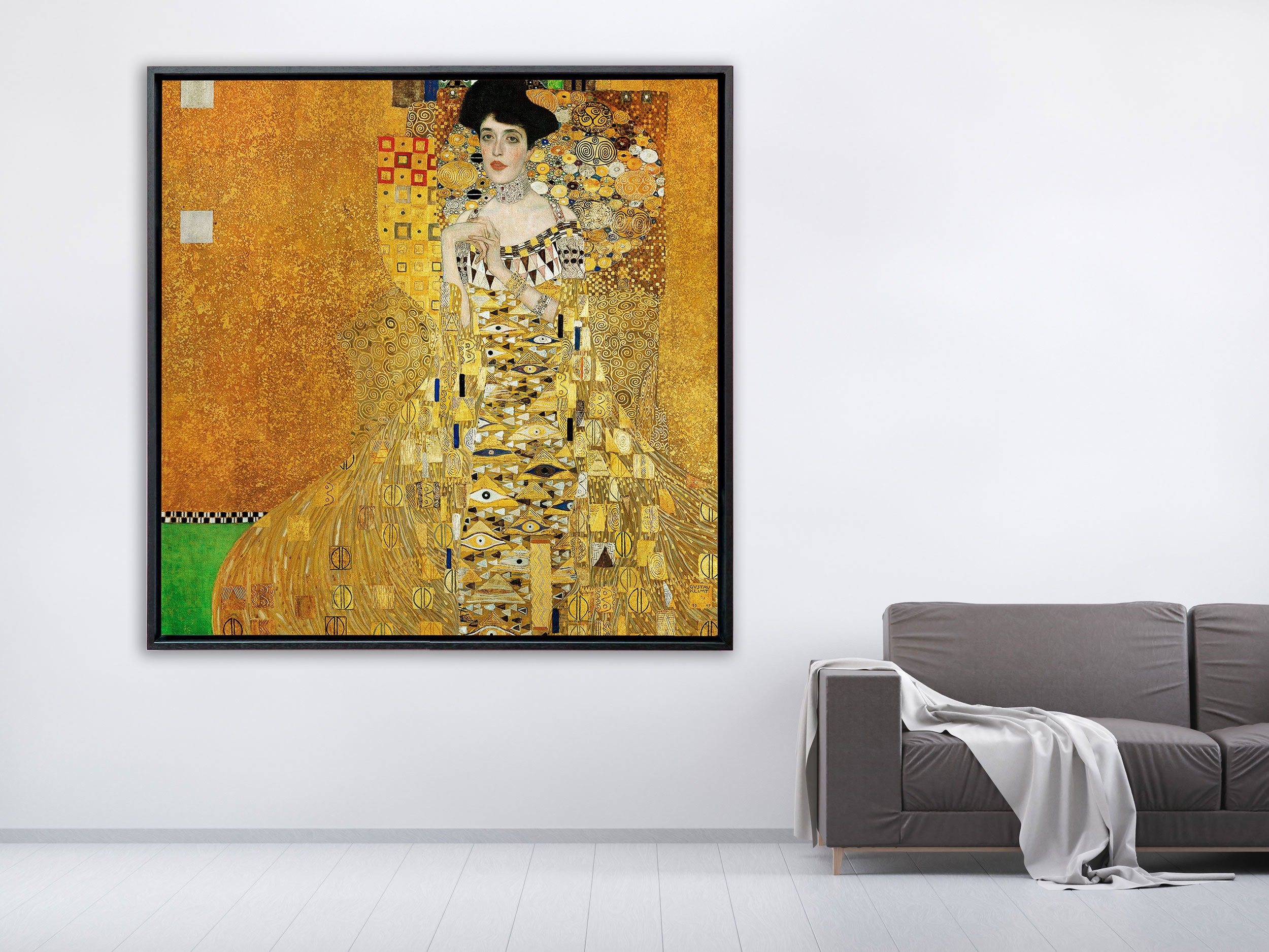 Gustav Klimt - Adele Bloch-Bauer's Portrait, 1907, Rahmen Schattenfuge schwarz