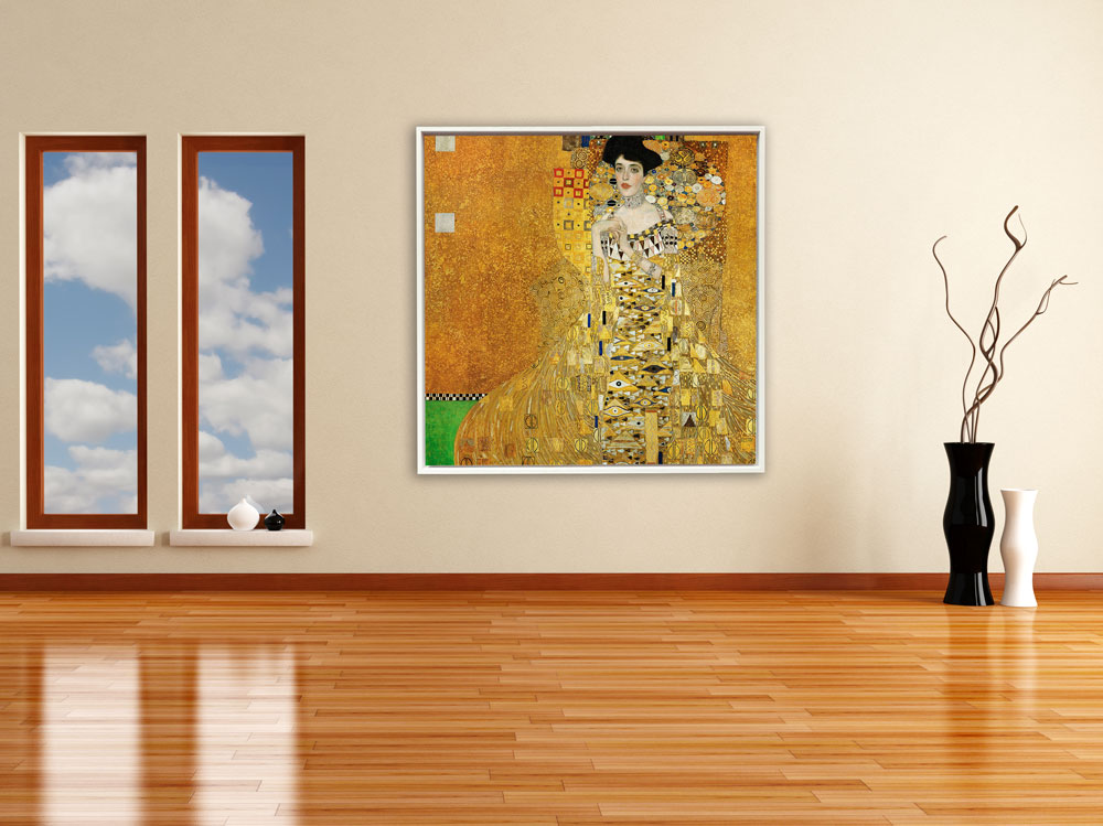 Gustav Klimt - Adele Bloch-Bauer's Portrait, 1907, Rahmen Schattenfuge weiß