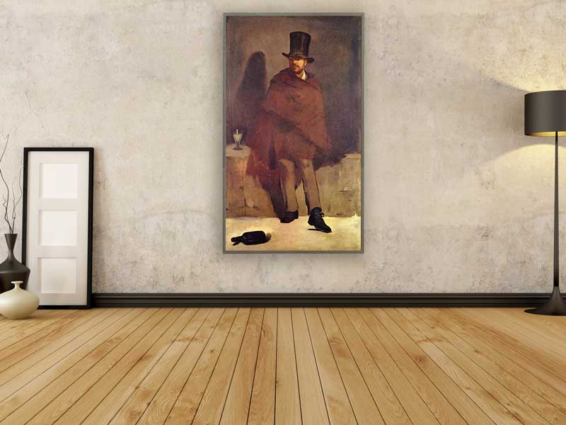 Edouard Manet - Der Absinthtrinker, 1859, Bilderrahmen grau