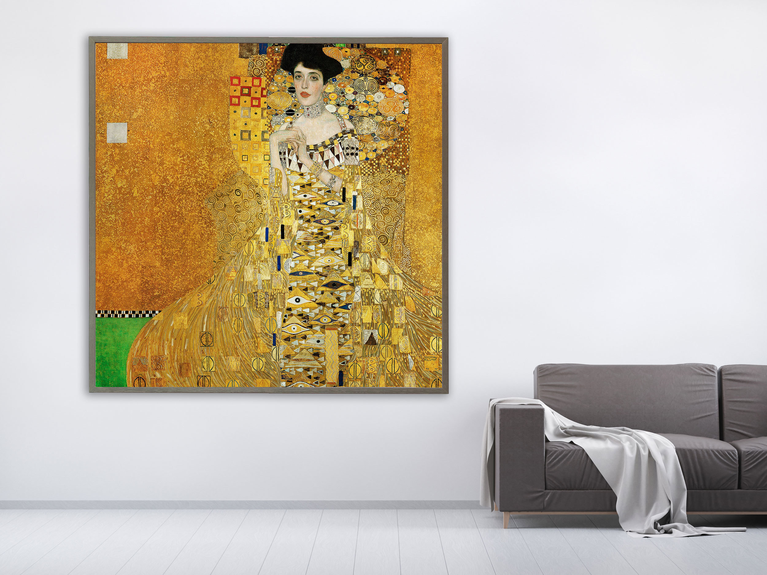 Gustav Klimt - Adele Bloch-Bauer's Portrait, 1907, Bilderrahmen grau