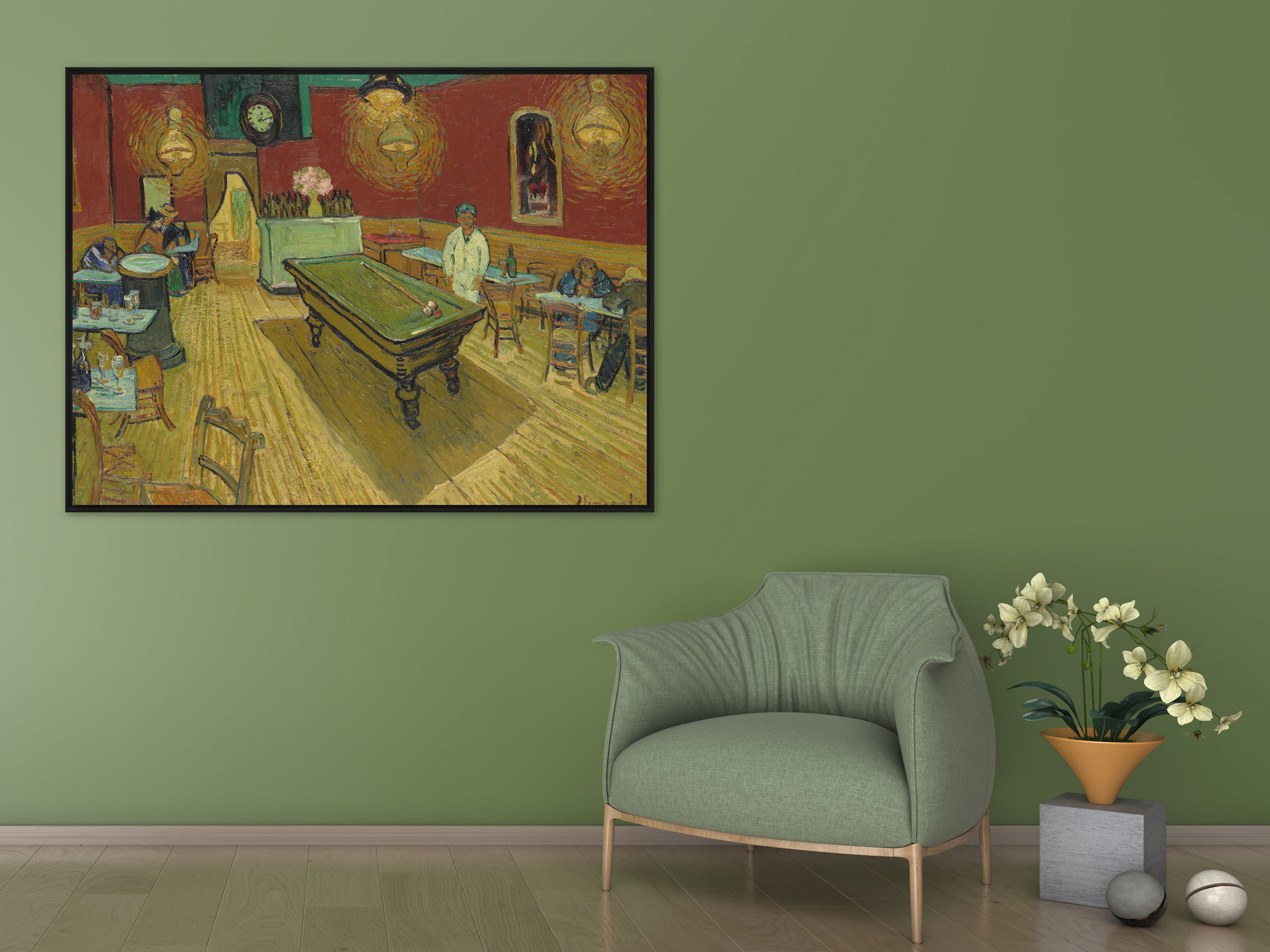 Das Nachtcafé, 1888, Leinwand mit Rahmen schwarz