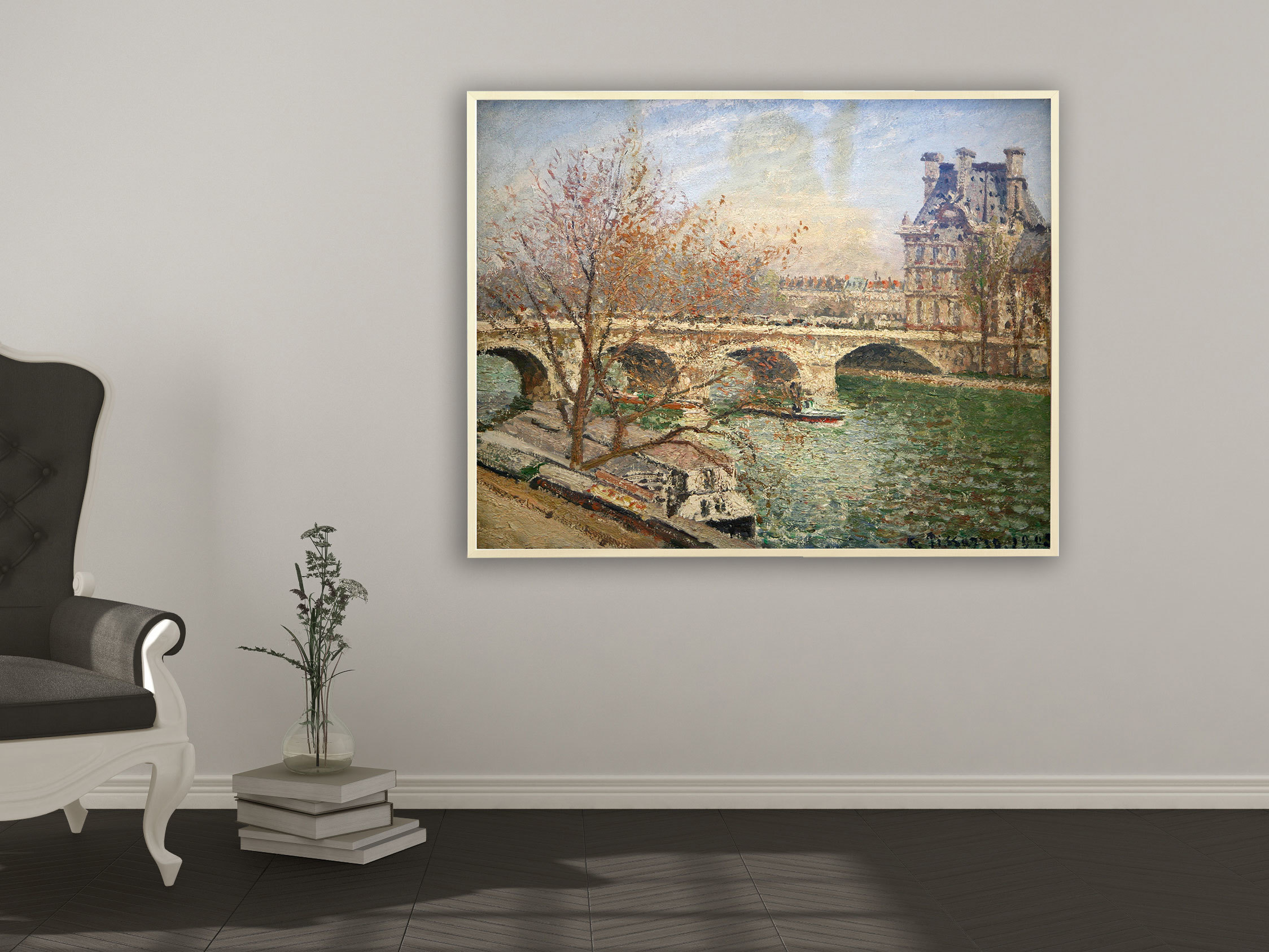 Camille Pissarro - Die königliche Brücke und der Flora Pavillion, Bilderrahmen Ahorn