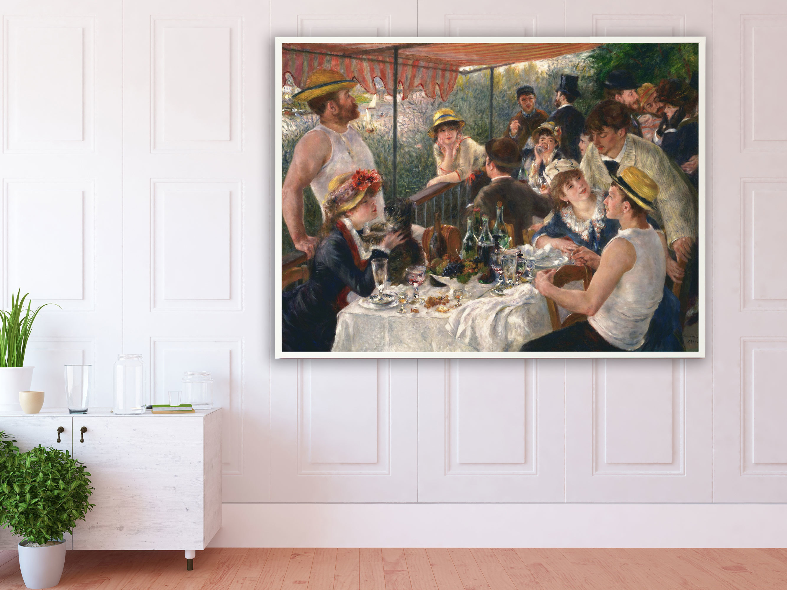 Auguste Renoir - Das Frühstück der Ruderer, 1881, Bilderrahmen weiß