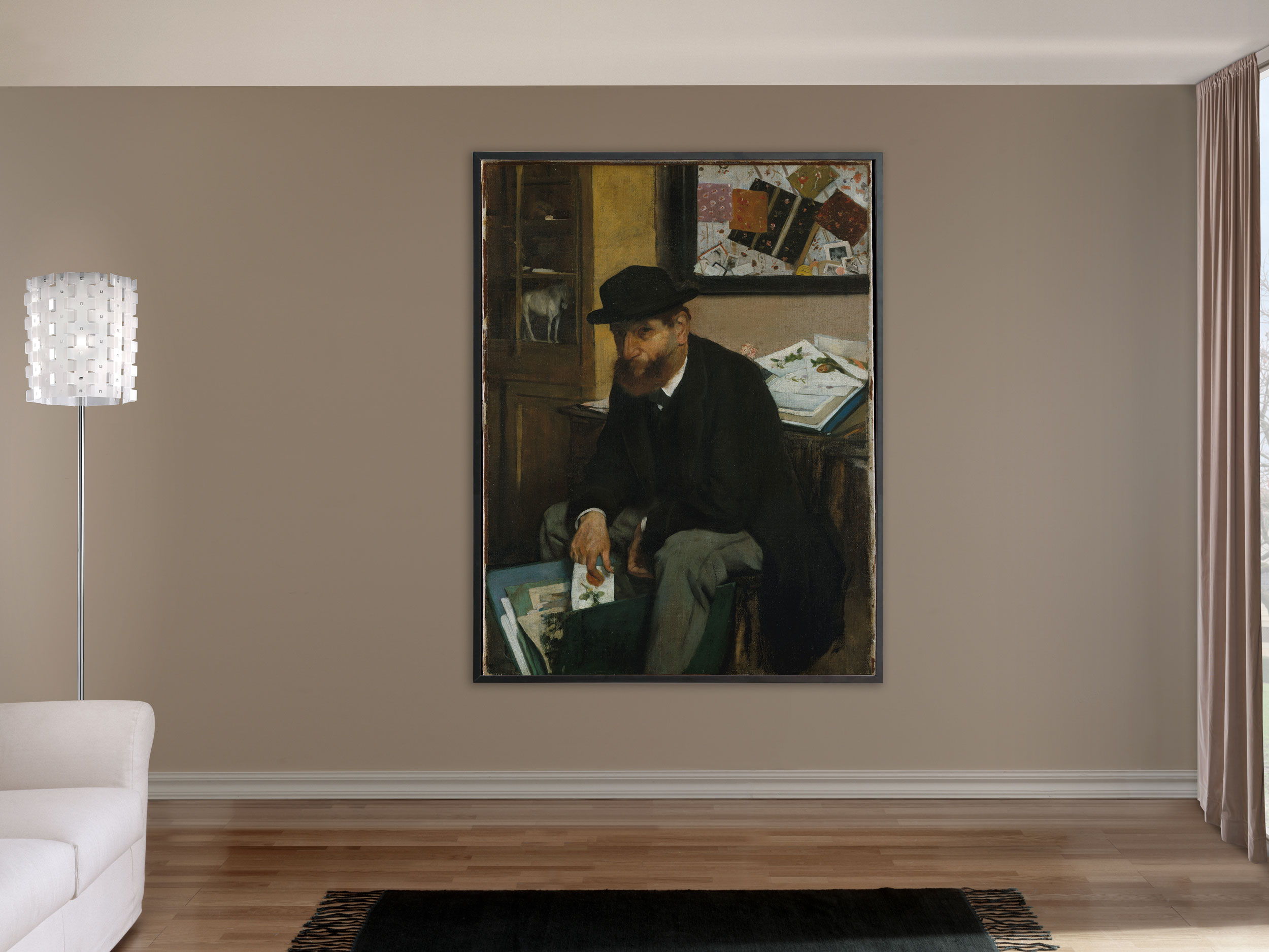 Edgar Degas - Der Kunstsammler, 1866, Bilderrahmen schwarz