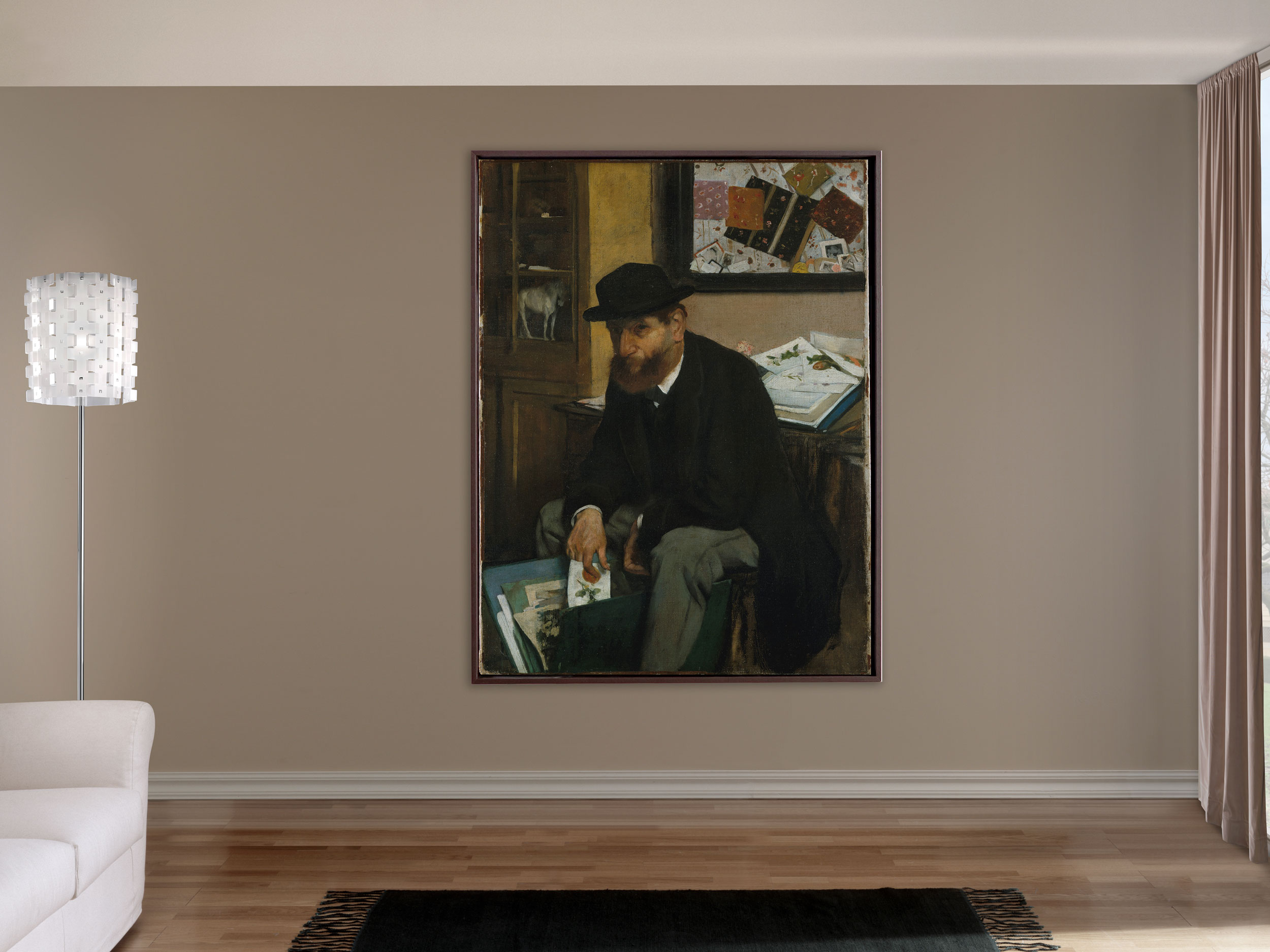 Edgar Degas - Der Kunstsammler, 1866, Schattenfugenrahmen braun