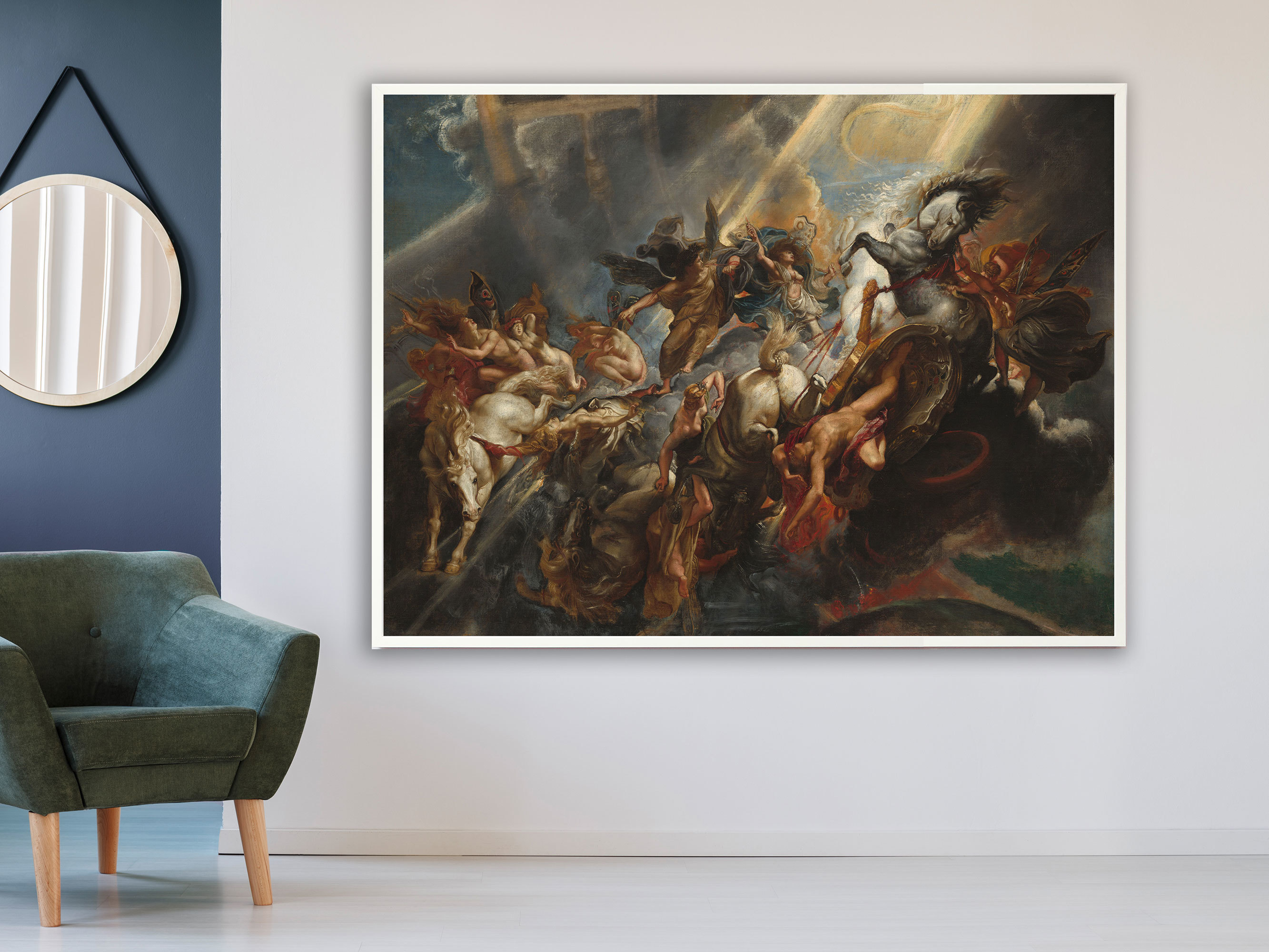 Peter Paul Rubens - Der Fall von Phaeton, Bilderrahmen weiß