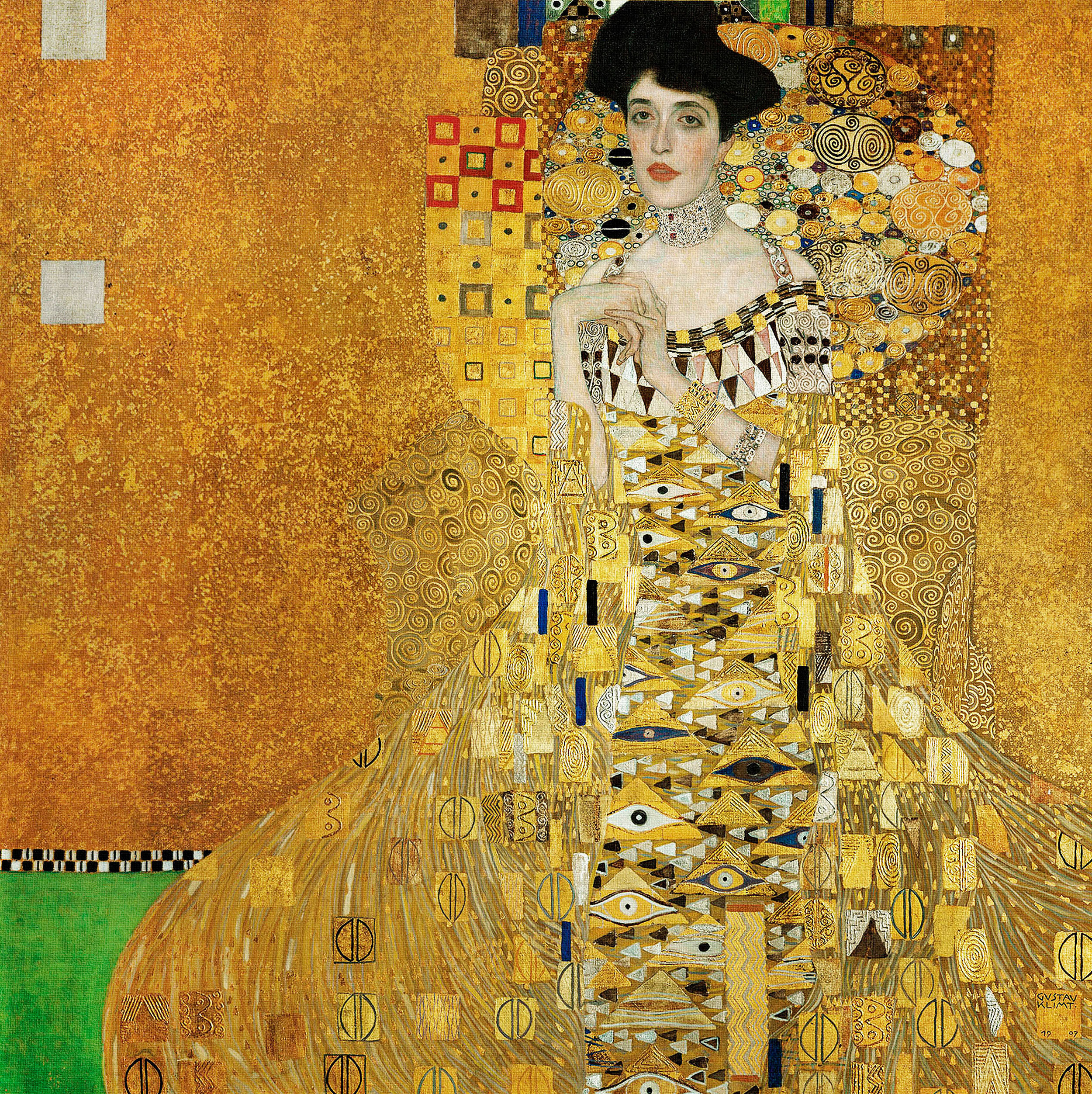 Gustav Klimt - Adele Bloch-Bauer's Portrait, 1907, Bilderrahmen weiß