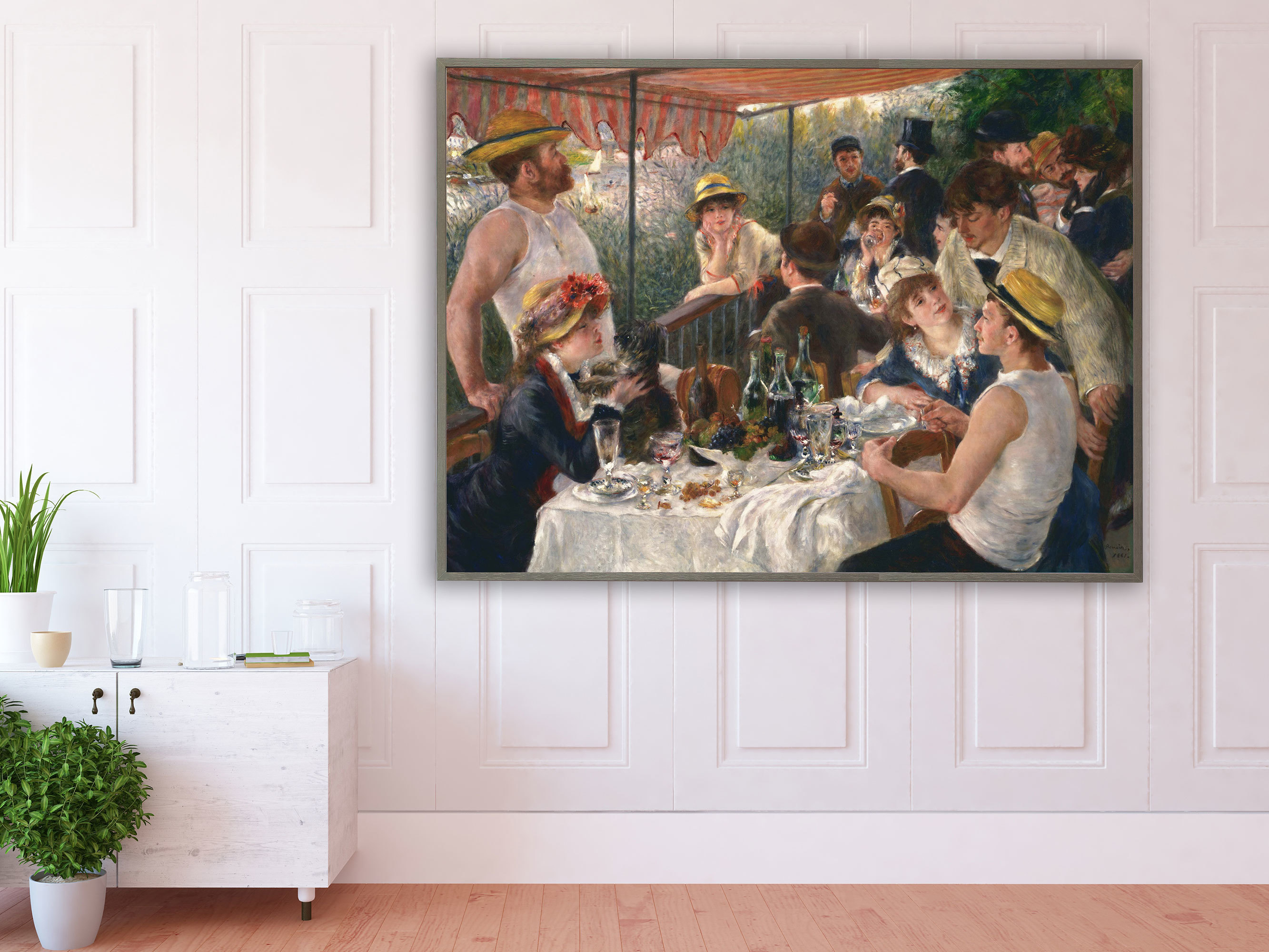 Auguste Renoir - Das Frühstück der Ruderer, 1881, Bilderrahmen grau