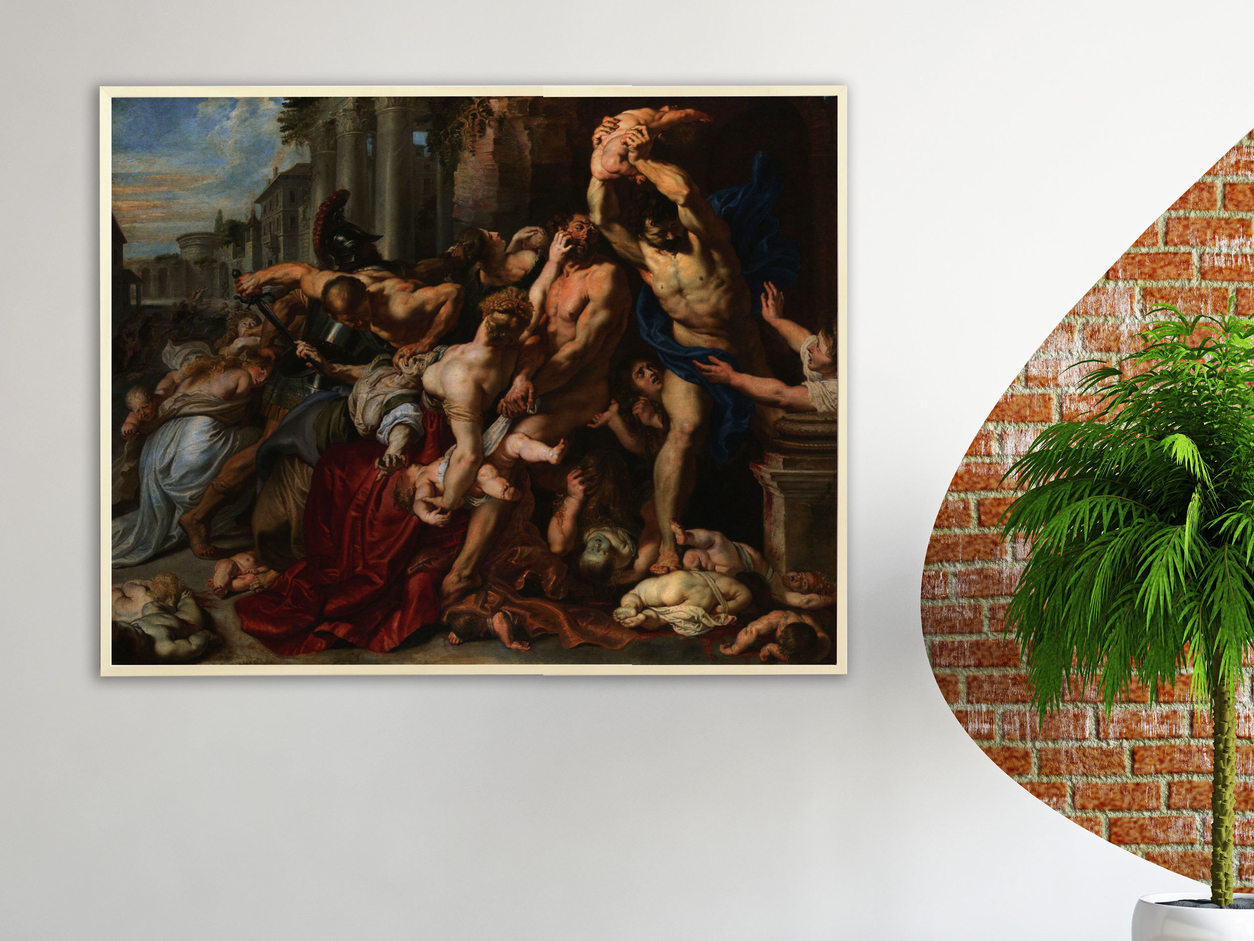 Peter Paul Rubens - Der bethlehemitische Kindermord, Bilderrahmen Ahorn