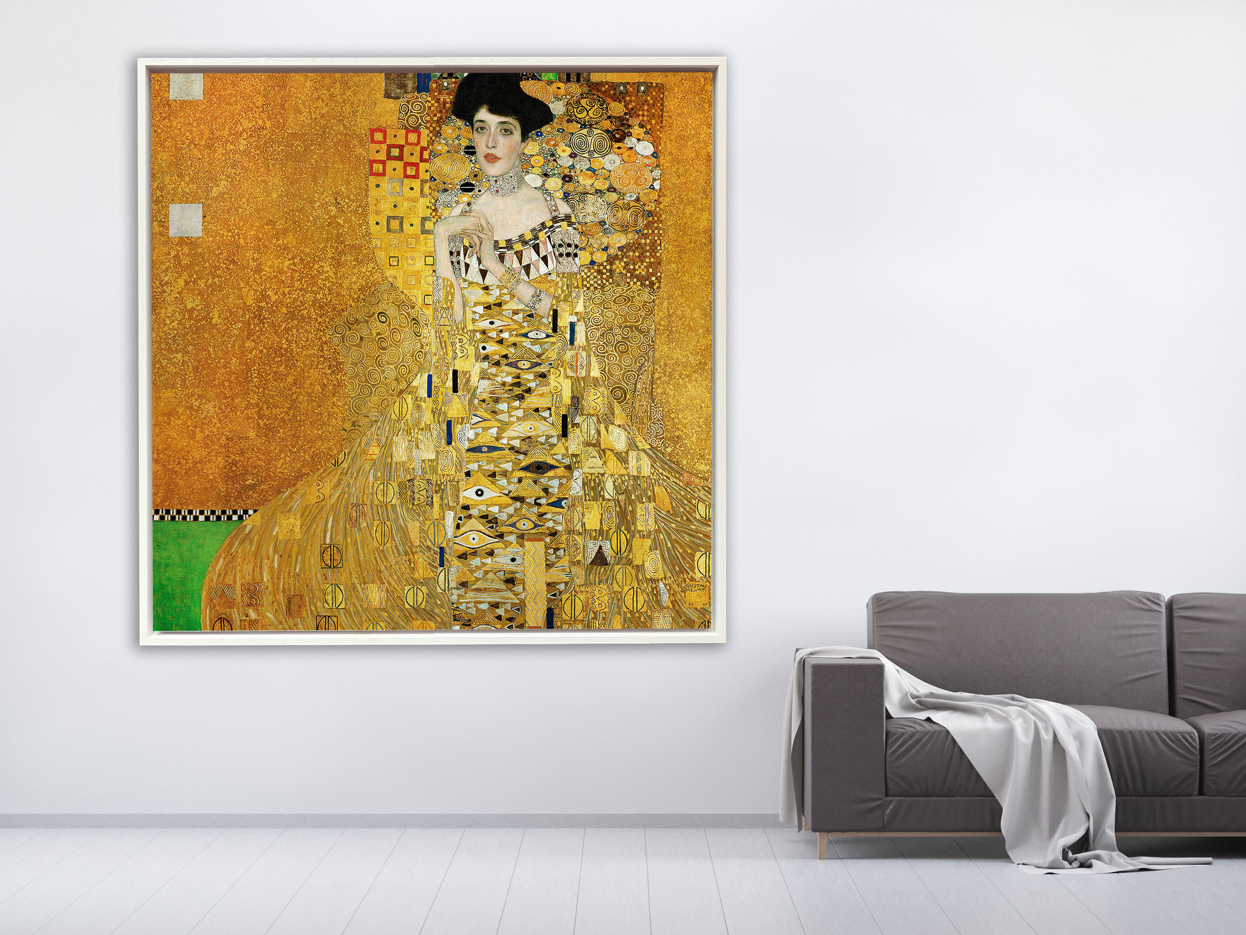 Gustav Klimt - Adele Bloch-Bauer's Portrait, 1907, Rahmen Schattenfuge weiß