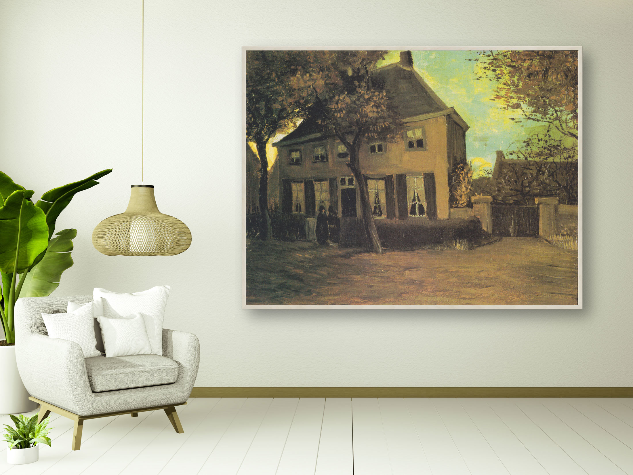 Das Pfarrhaus in Nuenen, 1885, Leinwand mit Bilderrahmen ahorn