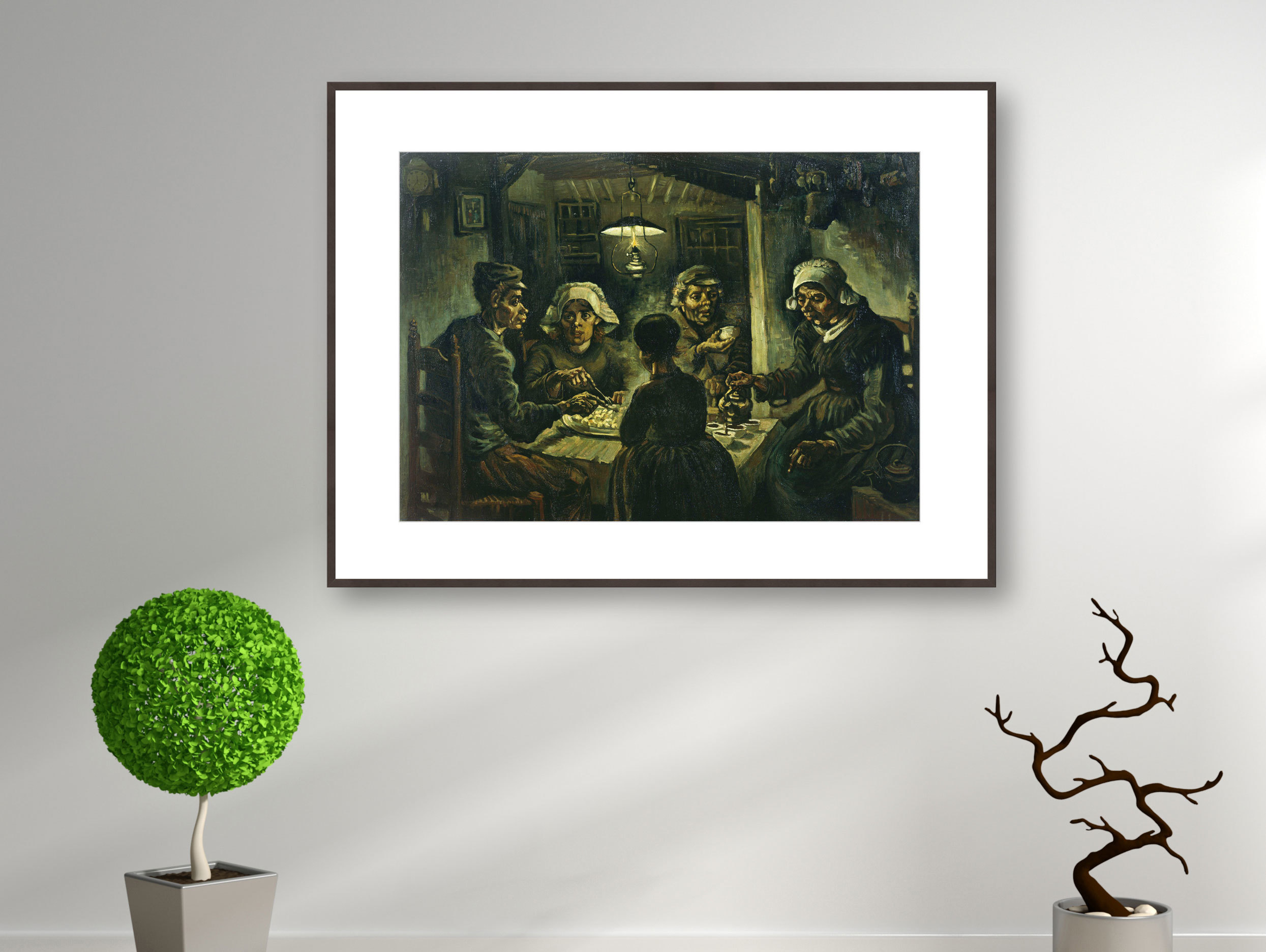 Die Kartoffelesser, 1885 - Passepartout Rahmen braun