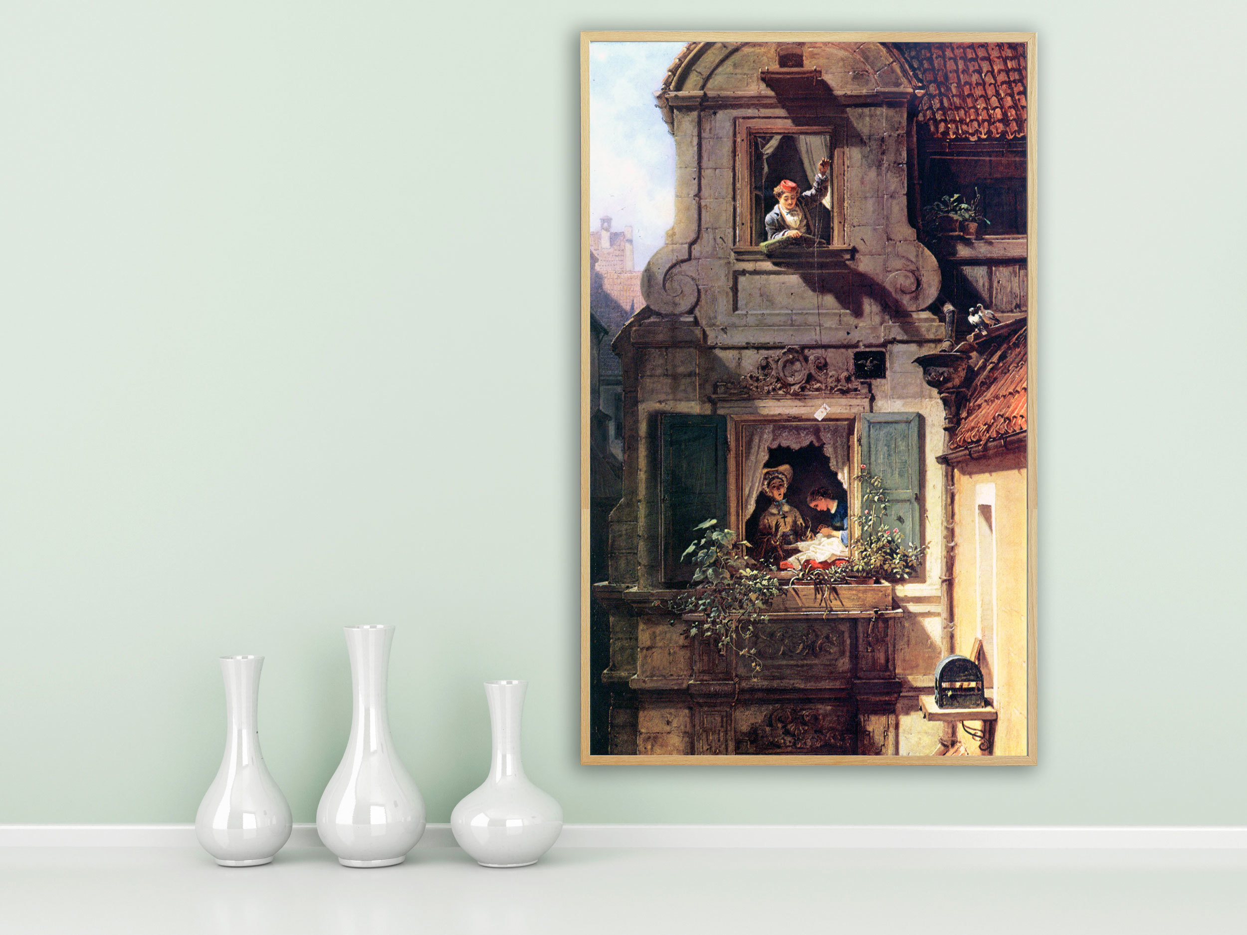 Carl Spitzweg - Der abgefangene Liebesbrief, 1860, Bilderrahmen Eiche
