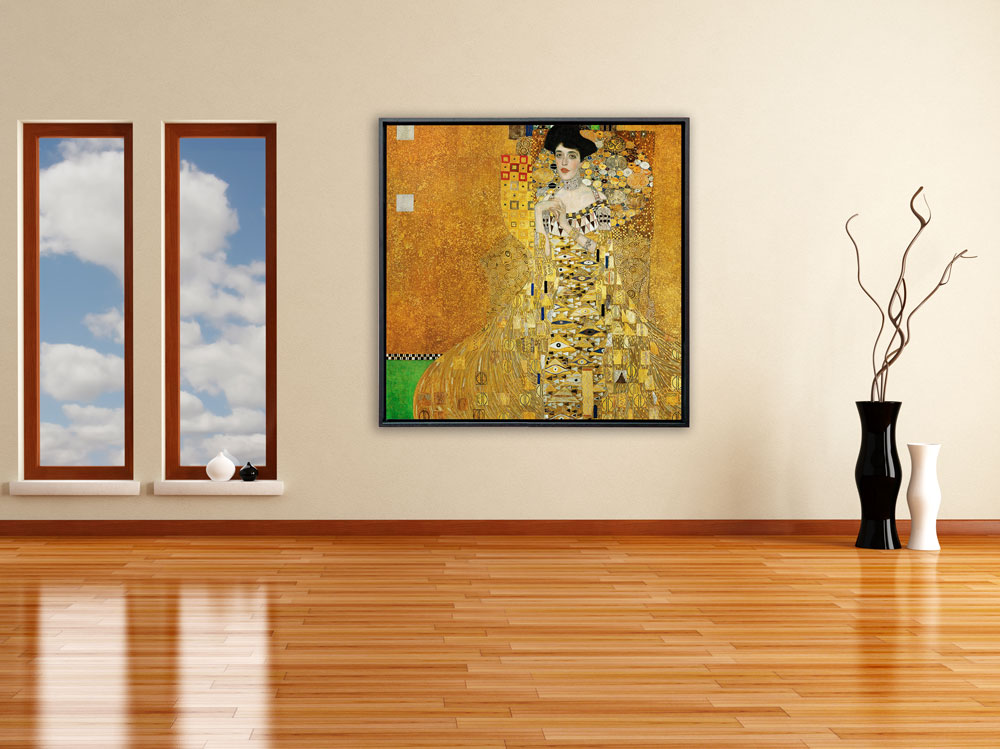 Gustav Klimt - Adele Bloch-Bauer's Portrait, 1907, Rahmen Schattenfuge schwarz