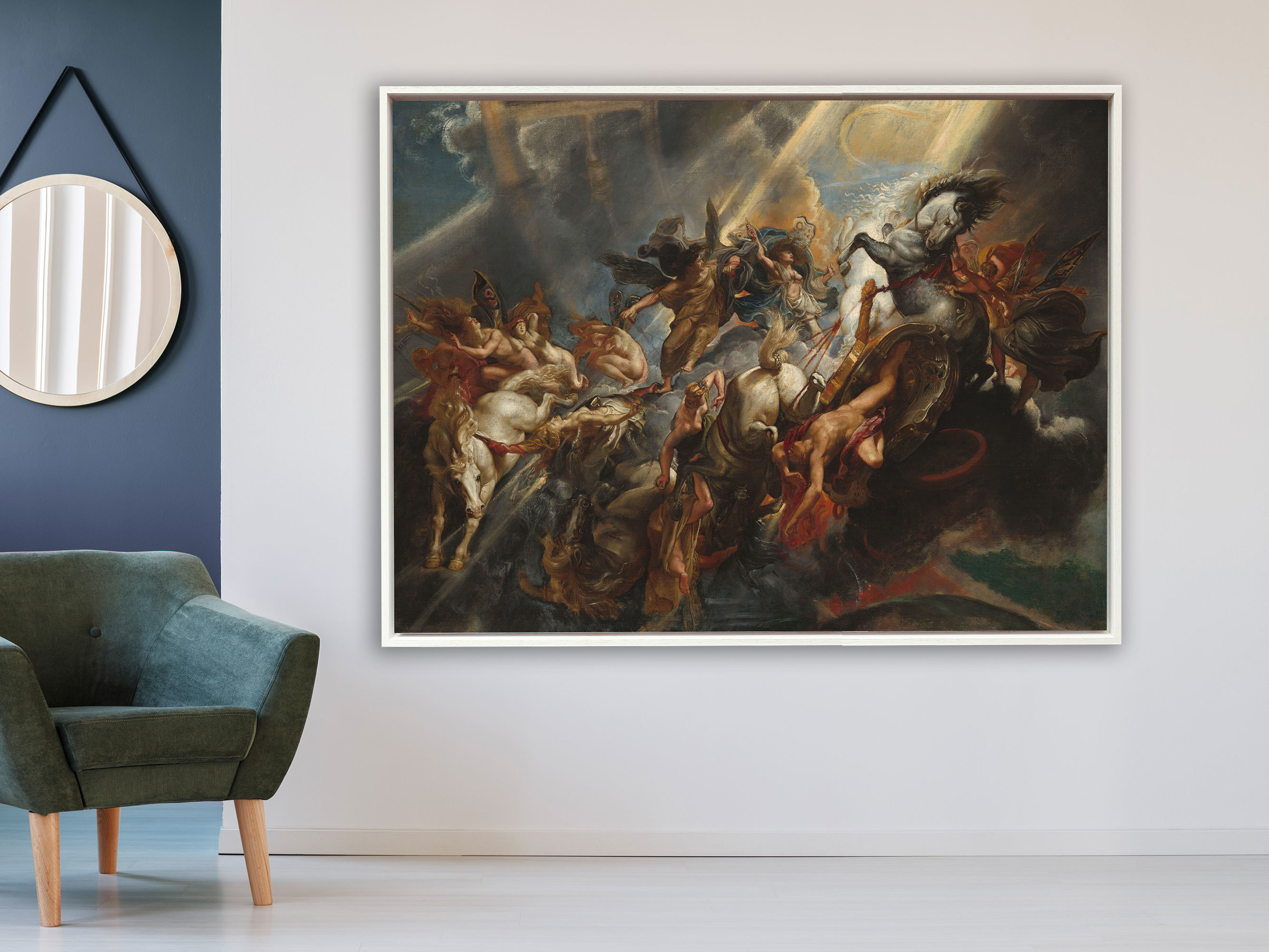 Peter Paul Rubens - Der Fall von Phaeton, Rahmen Schattenfuge weiß