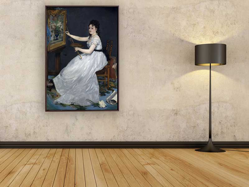 Edouard Manet - Porträt der Eva Gonzalés im Atelier Manets, 1870, Schattenfugenrahmen braun