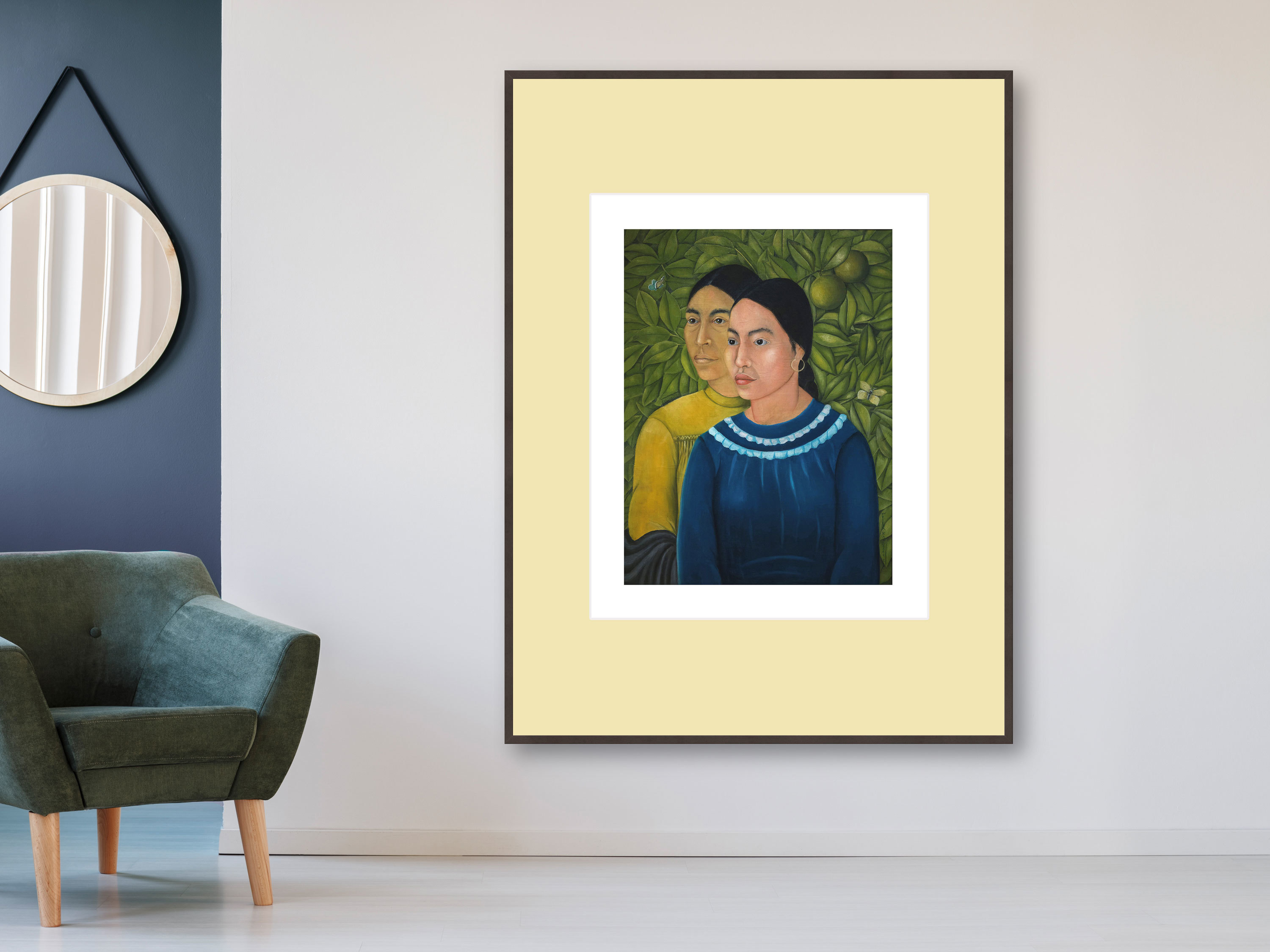 2 Frauen, 1928 - Passepartout creme/weiß, Rahmen braun