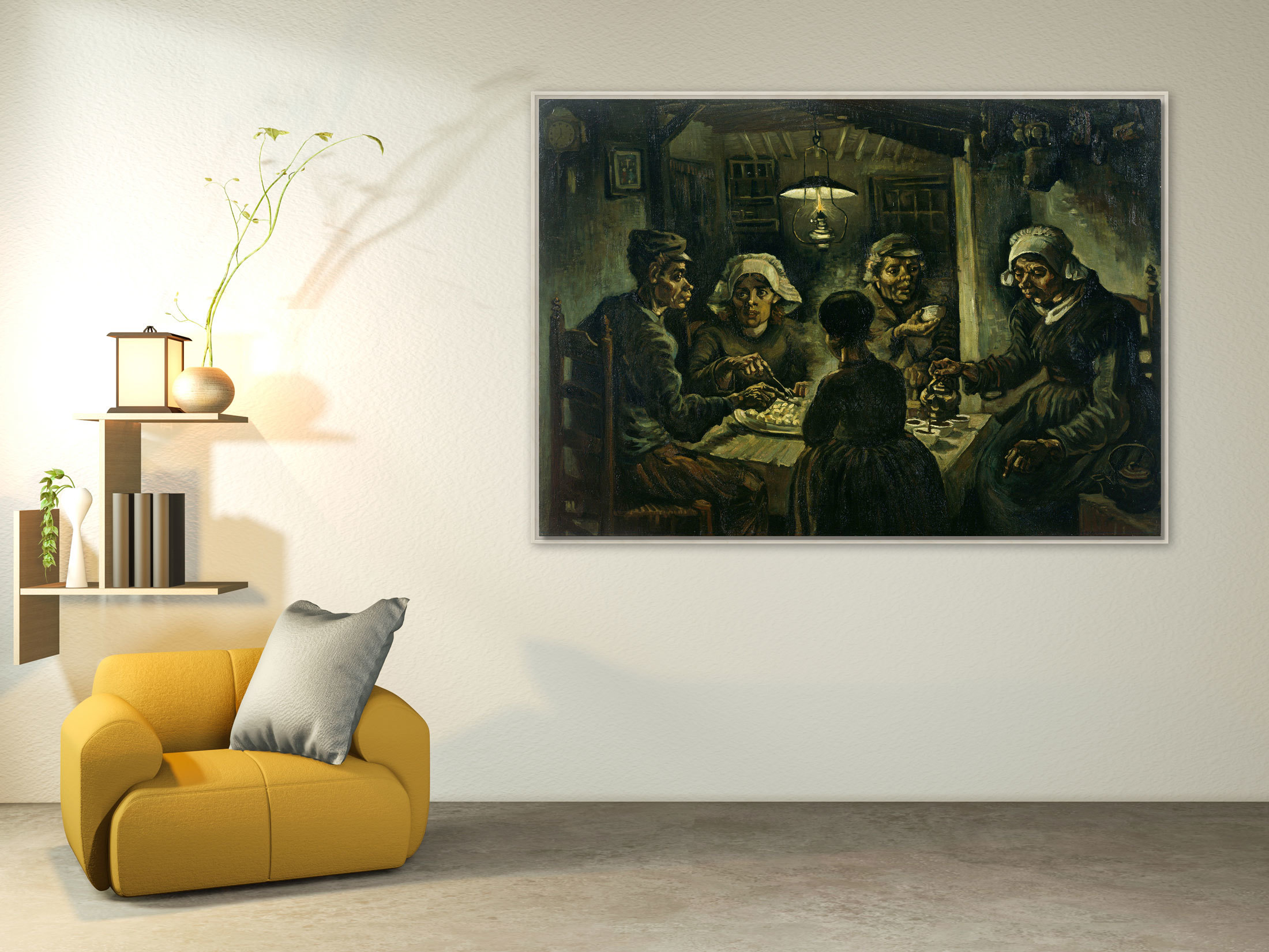 Die Kartoffelesser, 1885, Leinwand mit Rahmen natur