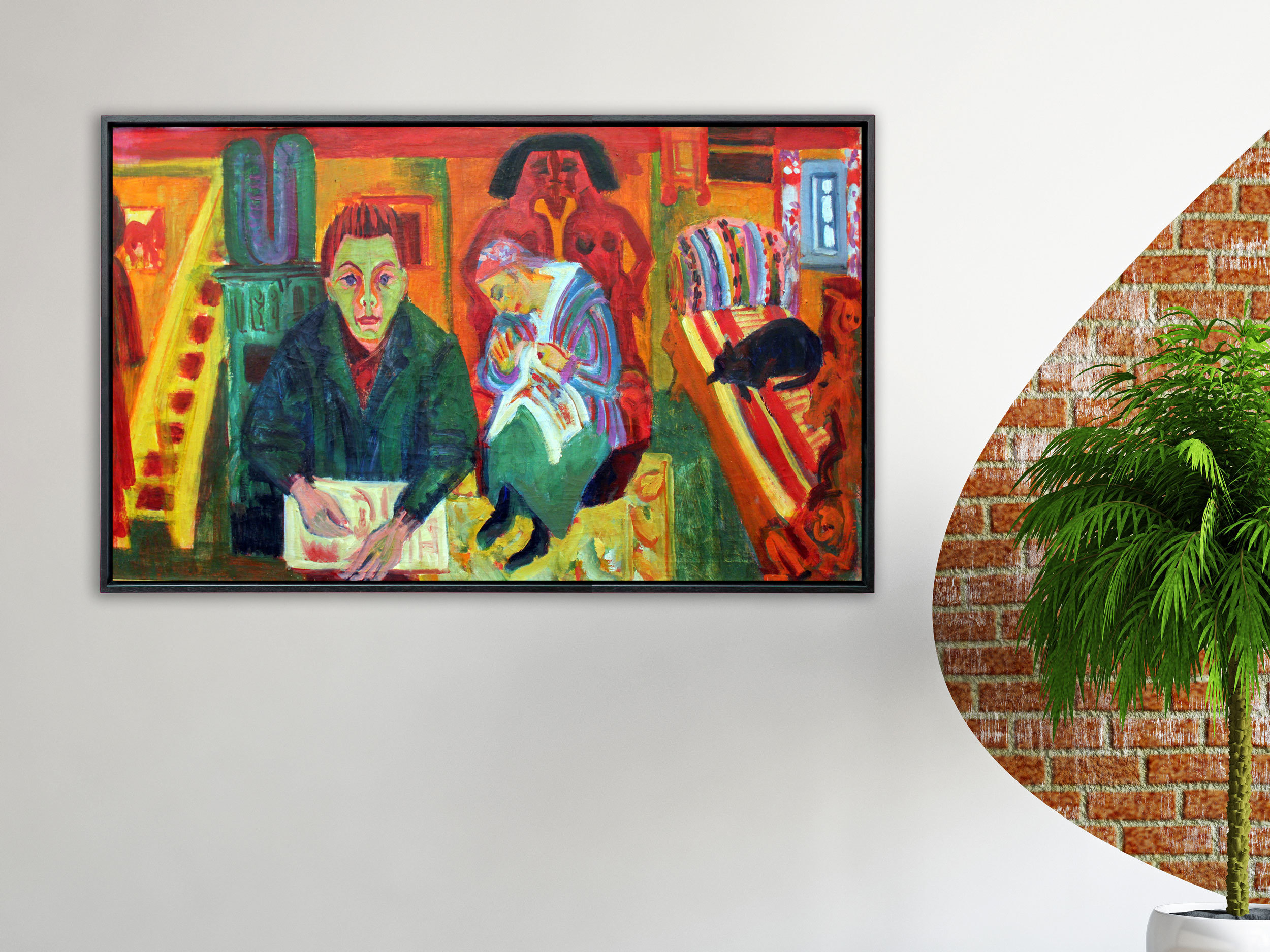 Ernst Ludwig Kirchner - Das Wohnzimmer, 1921, Schattenfugenrahmen schwarz