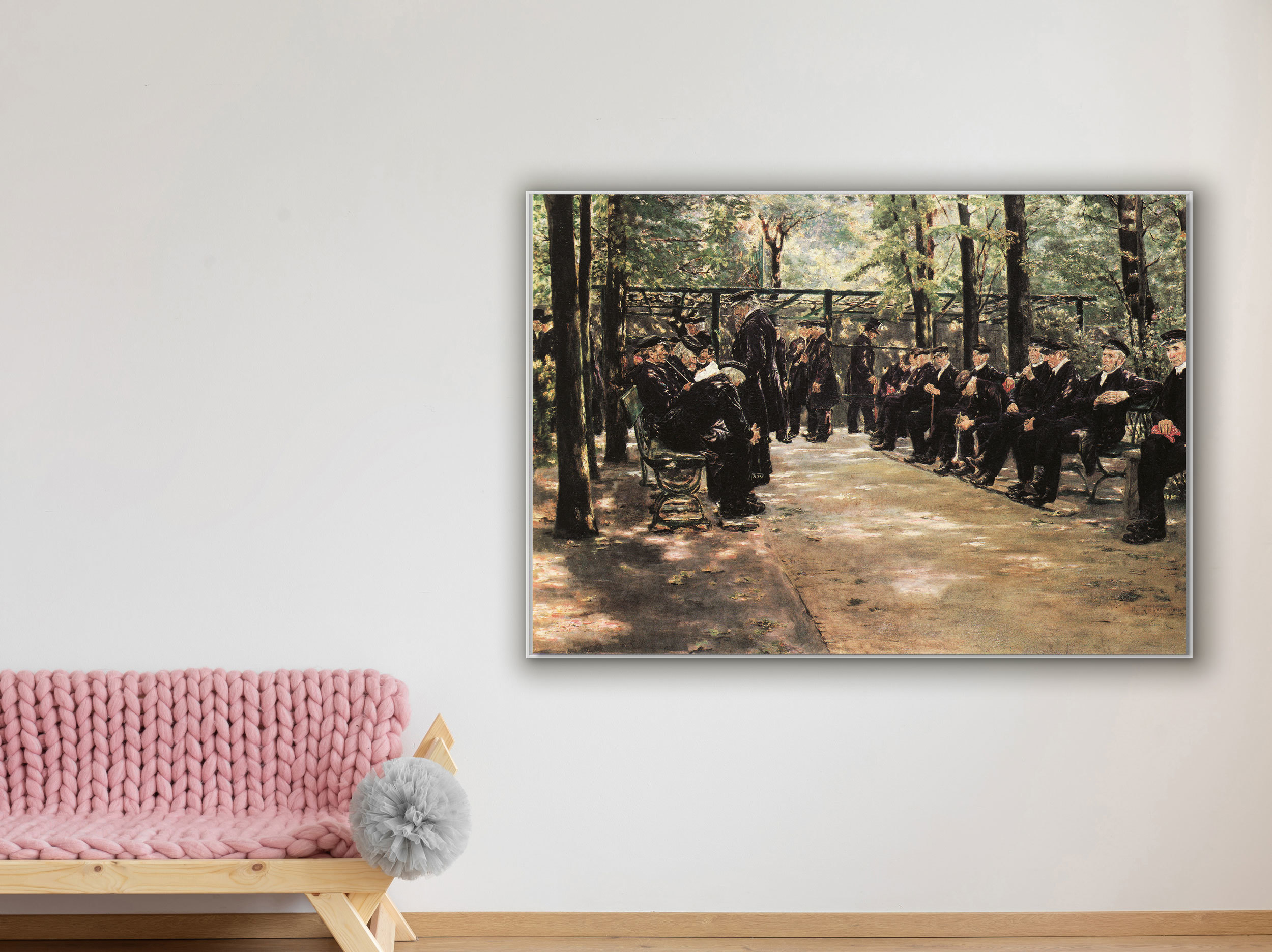 Altmännerhaus in Amsterdam, 1880, Leinwand mit Rahmen weiß