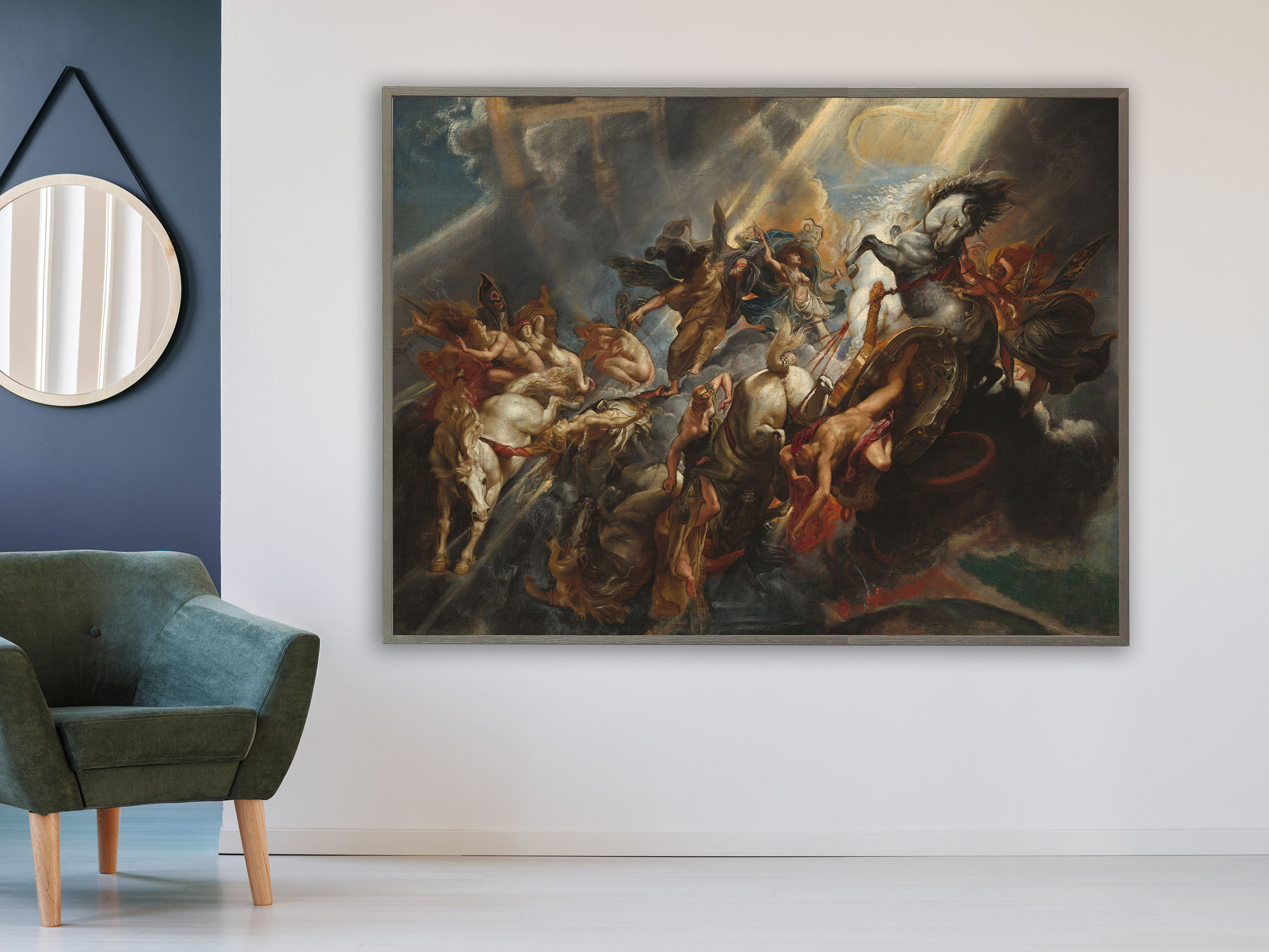 Peter Paul Rubens - Der Fall von Phaeton, Bilderrahmen grau