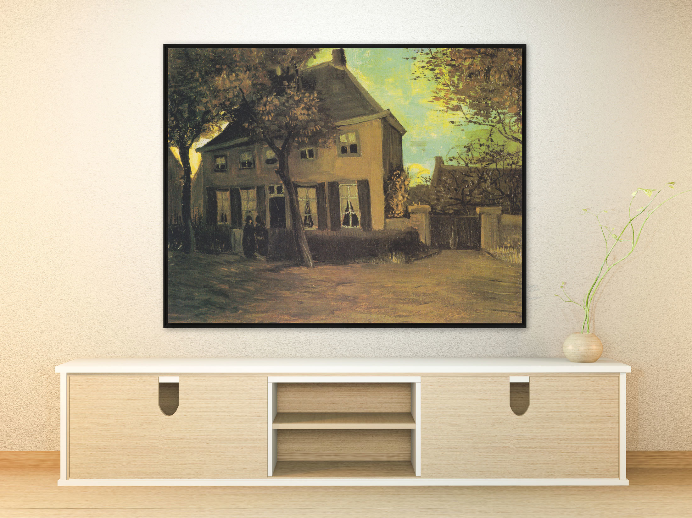 Das Pfarrhaus in Nuenen, 1885, Leinwand mit Rahmen schwarz